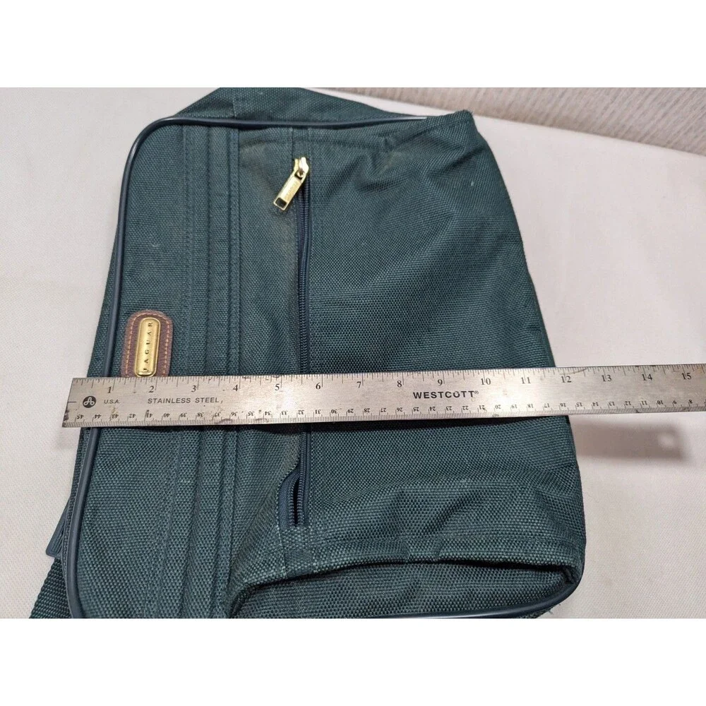 Vintage JAGUAR Travel Bag Carry On Shoulder Strap Luggage Zipper Green